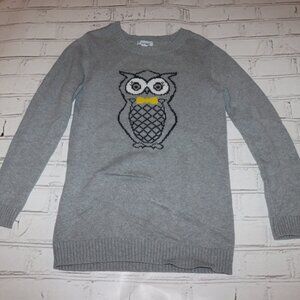 🦉 Old Navy Gray Owl Sweater – Girls XL